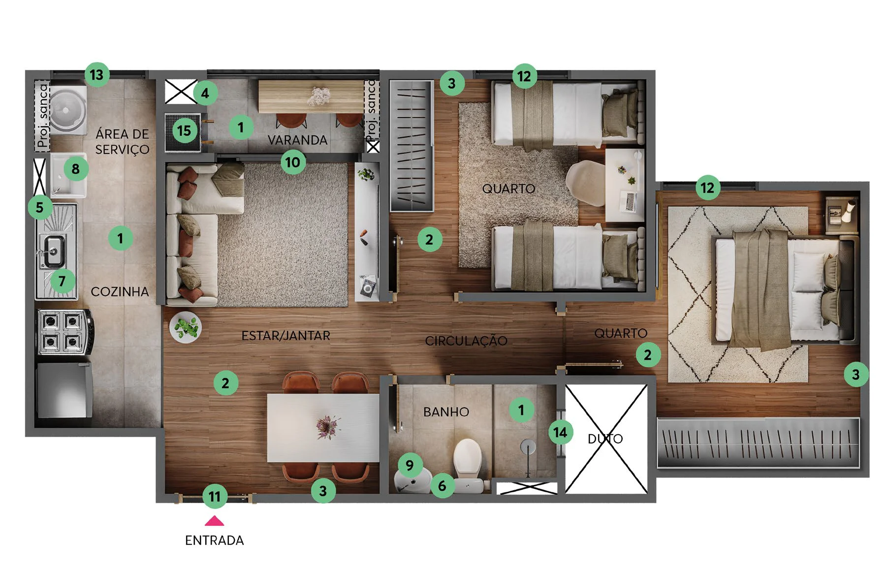 Planta Apto. 803 - Torre 01 do Residencial La Coline
